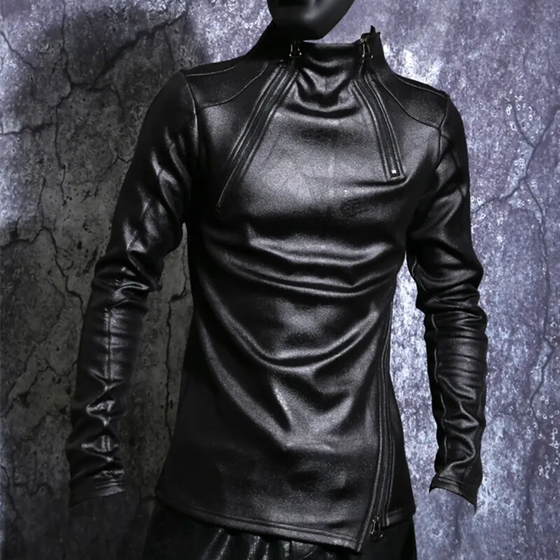 HKSH Autumn Winter New Men Stand Collar Fleece Lining Jacket Pullover Gothic Slim Punk Coat Motorcycle Pu Leather Hoodies HK0969