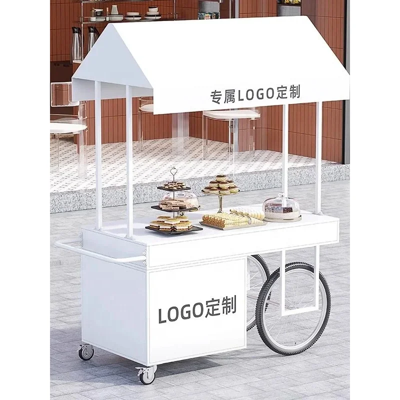 custom.Iron Art Flower Mobile Cart with Removable Storage & Push Pull Shopping Mall Supermarket Event Promotion Use