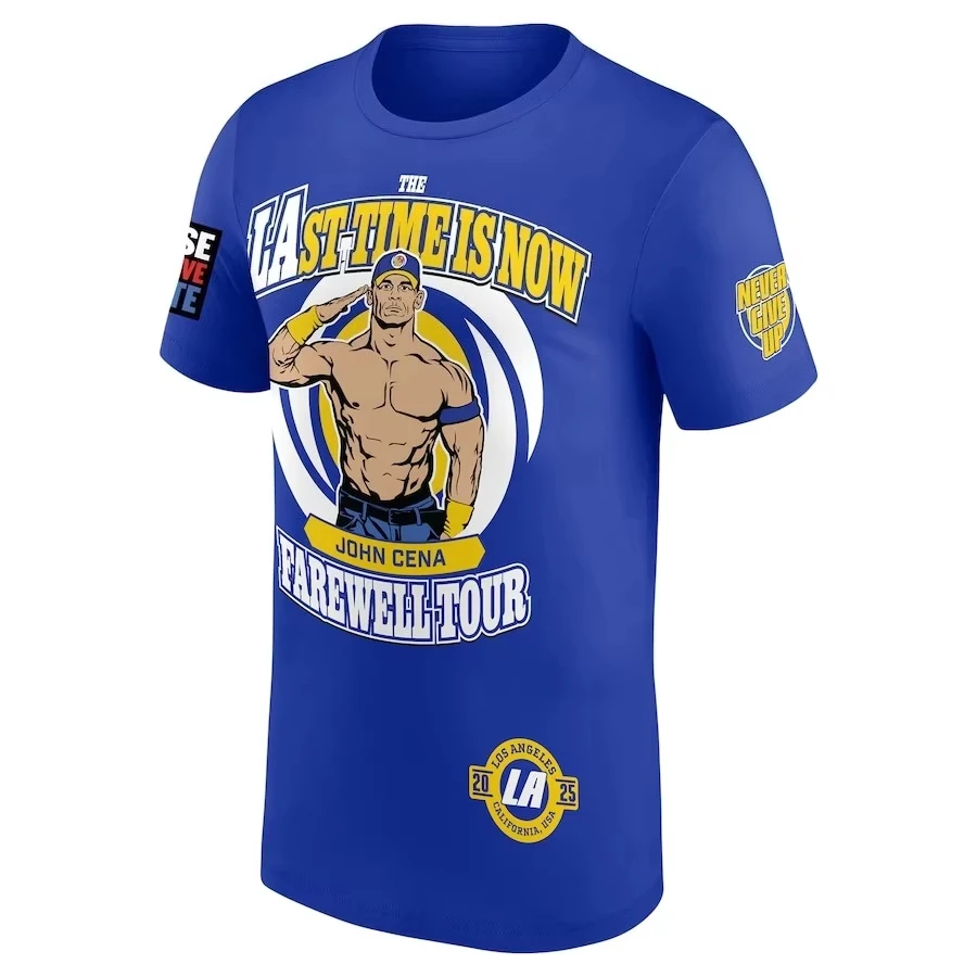 2025 nueva camiseta deportiva transpirable de secado rápido con estampado 3D del campeón Mundial de lucha John Cena para hombres y mujeres.