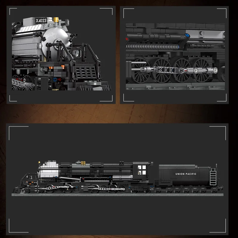 Building blocks Urban transportation series BIGBOY Steam train model assembled toys 1608pcs