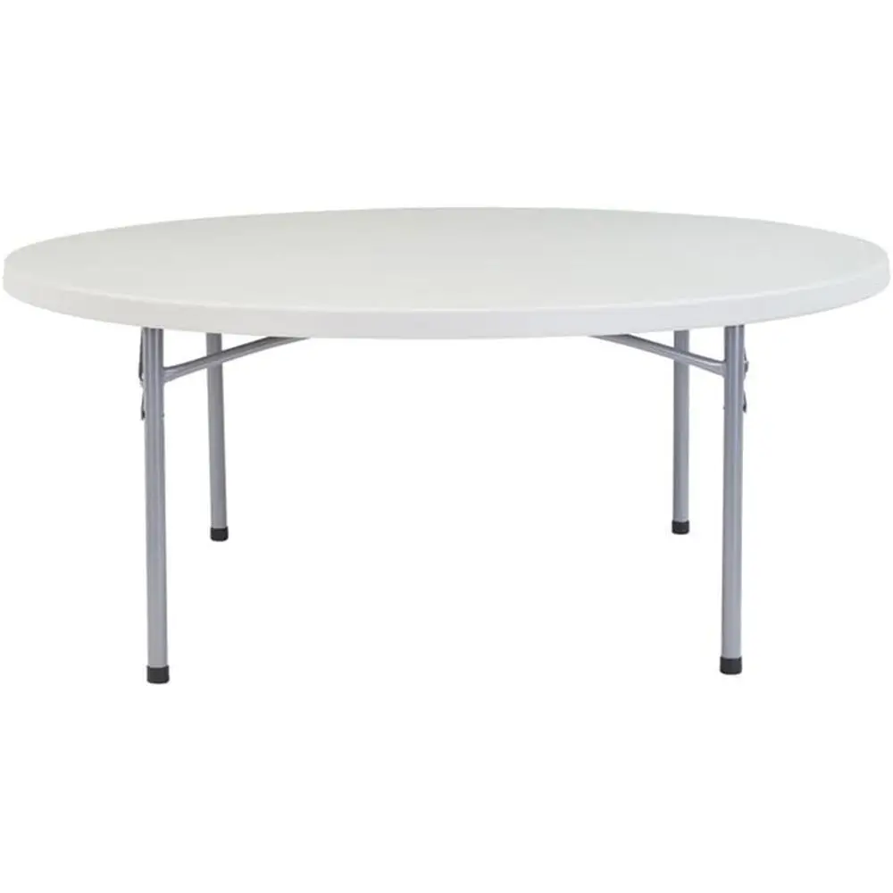 

Round Blow Molded Plastic Top Folding Table, 700 lbs Capacity, 71 Diameter x 32 Height, Speckled Gray/Gray