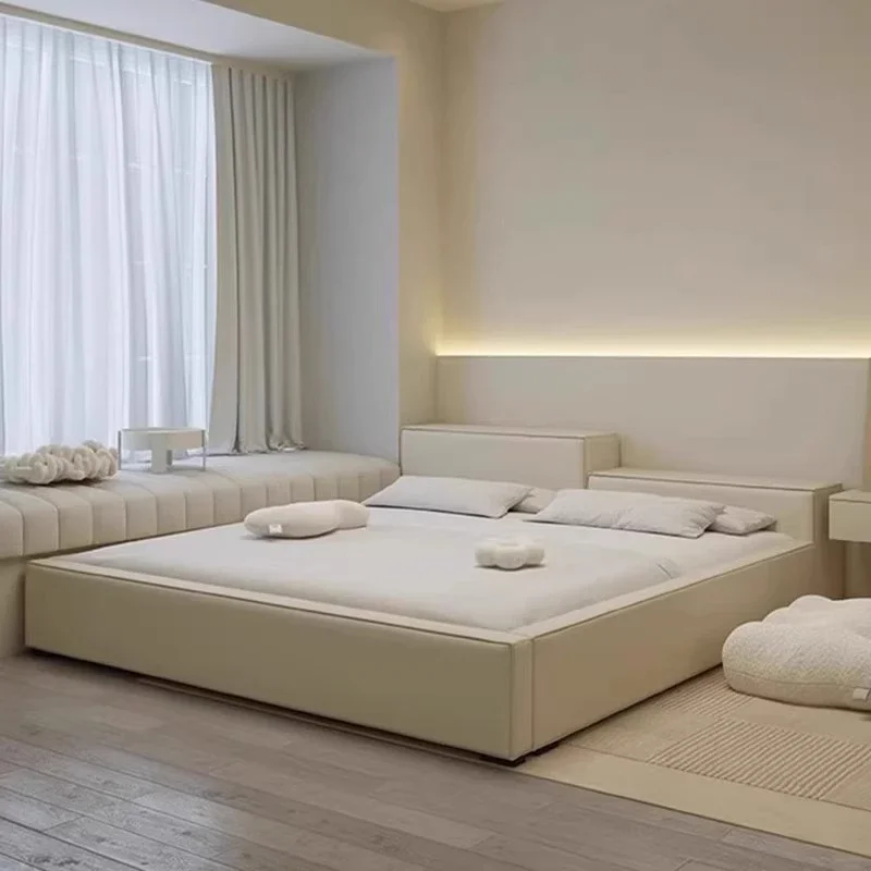 

Unique Girls Bed Frames Queen Minimalist Master Bedroom Bed Cream Deluxe Headboard Beauty Cama Solteiro Postmodern Furniture