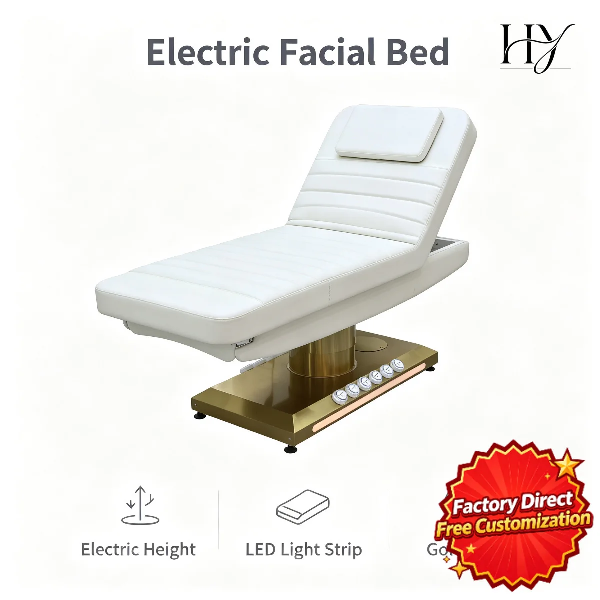 3 Motor Electric Reclining Beauty Bed Professional Adjustable Facial Massage Table for Commercial Spa Salon