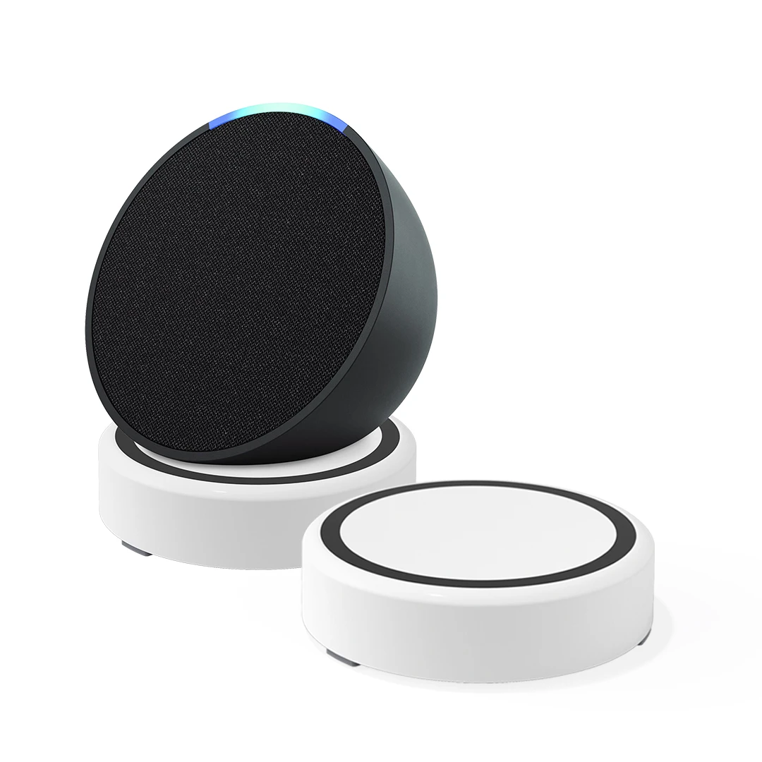 حامل مكبر الصوت العالمي قاعدة حامل سطح المكتب مع منظم الكابلات الشبح دعم محمول لـ Echo Pop/Dot 4/5 HomePod