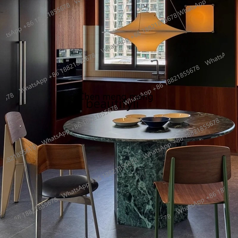 X  New, marble round dining table, light luxury, modern simplicity, round dining table