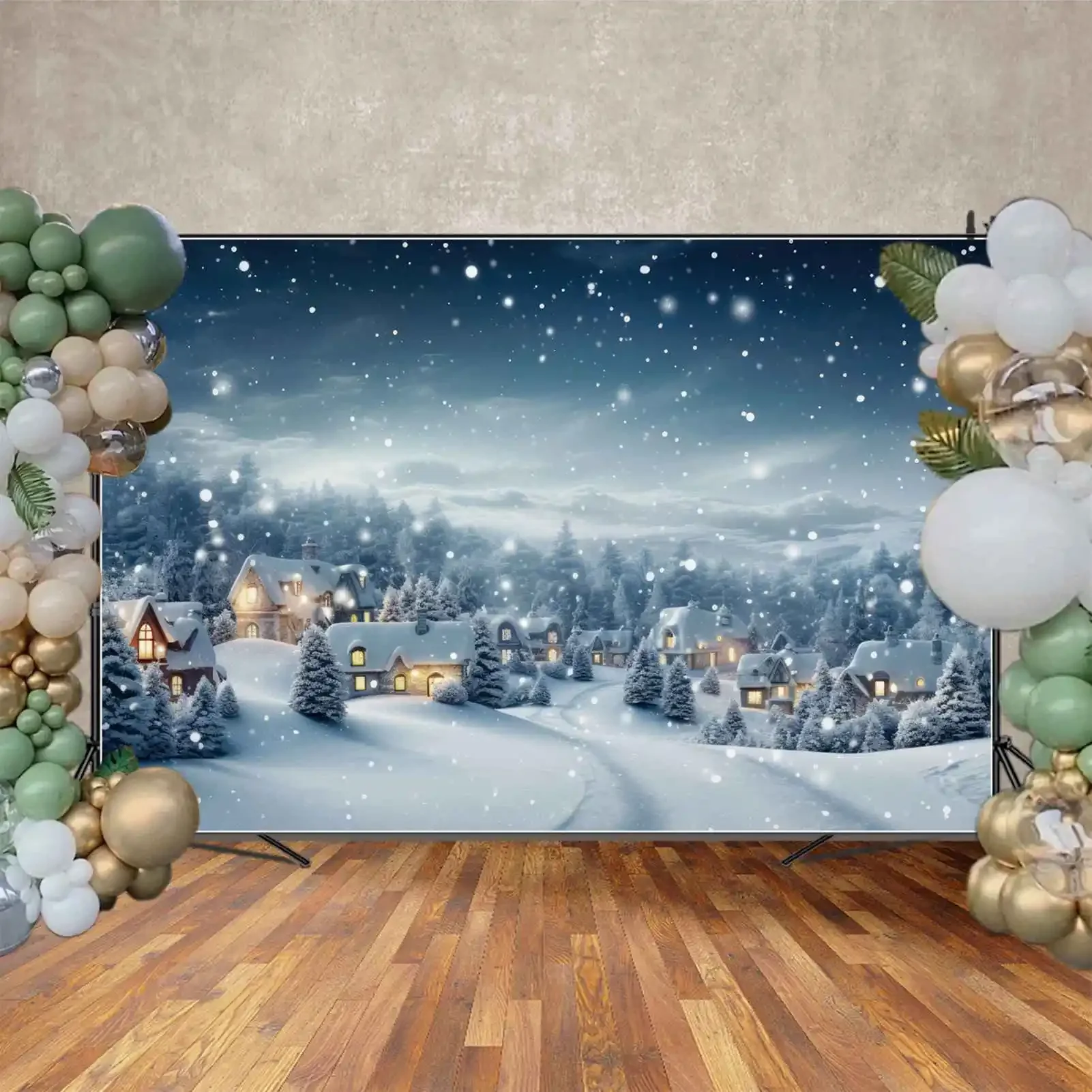 MOON.QG-fondo personalizado para niños, Decoración de cumpleaños, vacaciones, fotomatón, copo de nieve, nieve, invierno, hogar Rural
