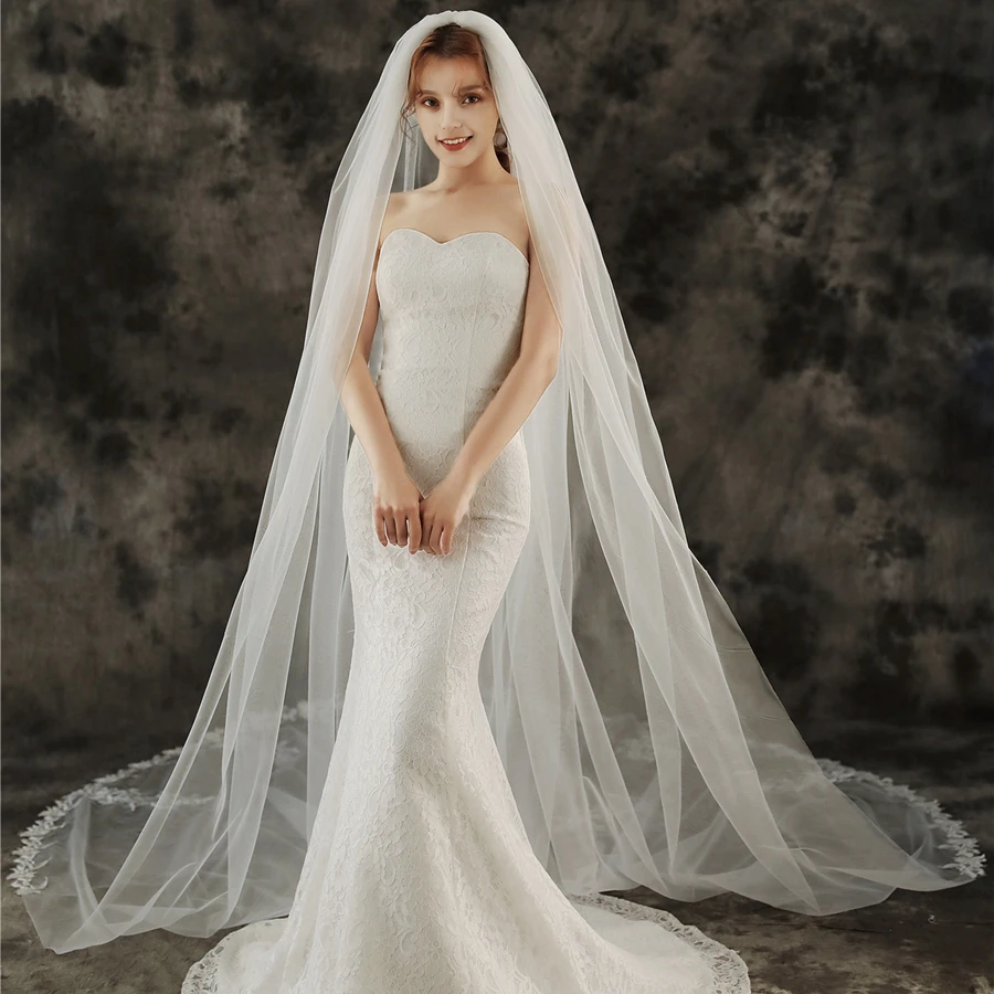 

Оптовая продажа, однослойная фата белого цвета слоновой кости, кружевная фата Boda, свадебные аксессуары, свадебное платье, 2025, фата невесты