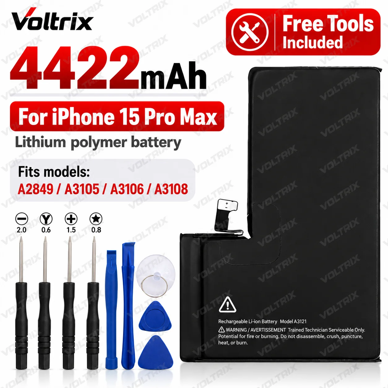 Replacement Phone Battery for iPhone 15 Pro Max A2849 A3105, Built-in Board 4422mAh Lithium Battery Factory Wholesale