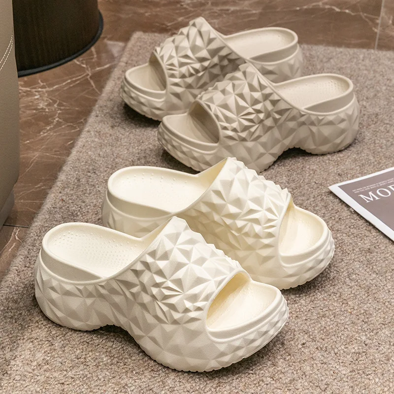 7CM Women Summer High Heeled Slippers Ladies Indoor Non-slips Wedges Sandals Couples Thick Sole Outdoor Beach EVA Flip Flops - view 4