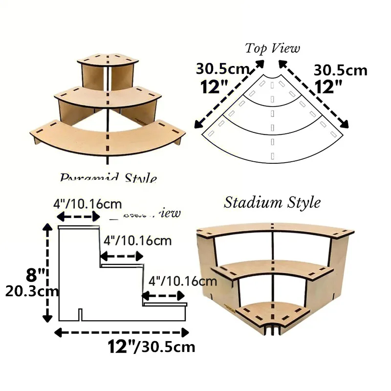 Christmas 3 Tier Convertible Wood Display Stand Heavy Duty Rotating Modular Shelf Easy Assembly For Holiday Display Decoration