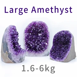 Large Big 1.5-6Kg Natural Amethyst  Geode Crystal Quartz Cluster Dream Specimen Energy Healing Thunder Egg Wholesale