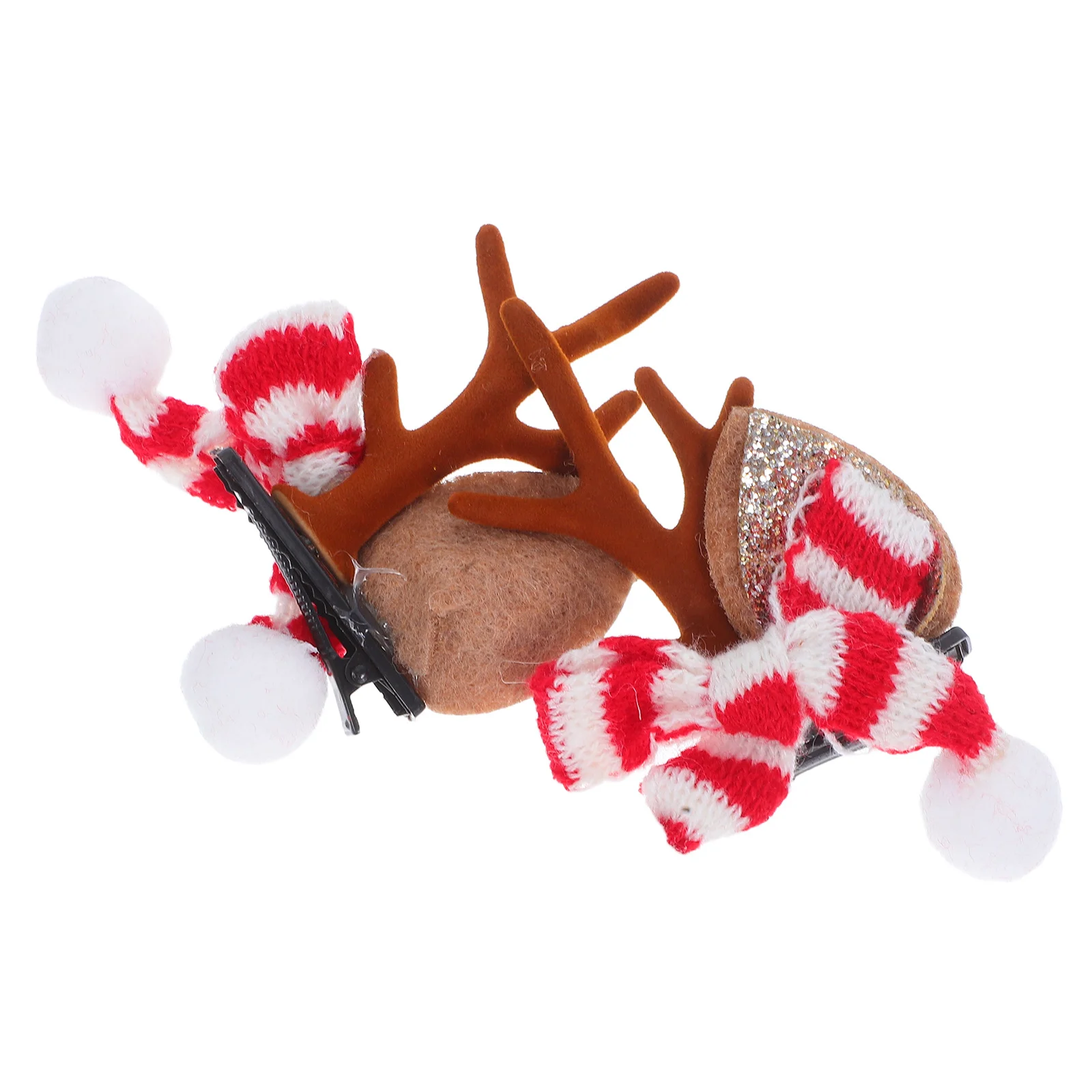 

2pcs Christmas Reindeer Hair Clips Lightweight Deer Horn Barrettes Festive Holiday Party Headwear Elastic Hair Accessories For