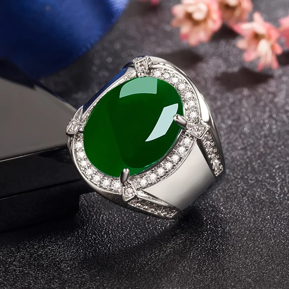 WOSIKATE الرجال الاستبداد البيضاوي الشكل كريسوبراسي خاتم مجوهرات الأزياء 925 الفضة الأعمال قابل للتعديل الدائري للرجال