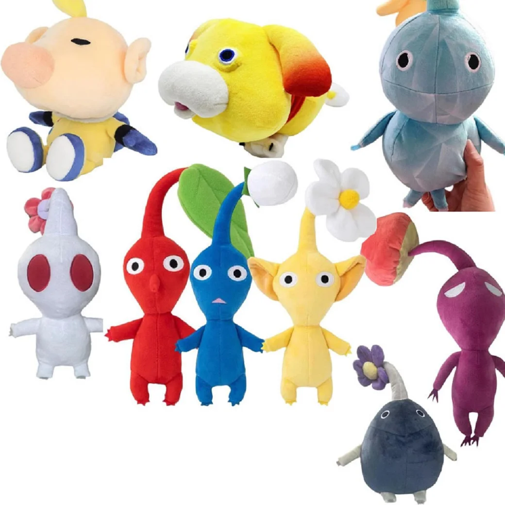 Pikmin Plüschpuppe Spiel Olimar Blume Blätter Knospe Chappy Bulborb Weiches Stofftier Rot Gelb Geschenk für Kinder Fans Geburtstag