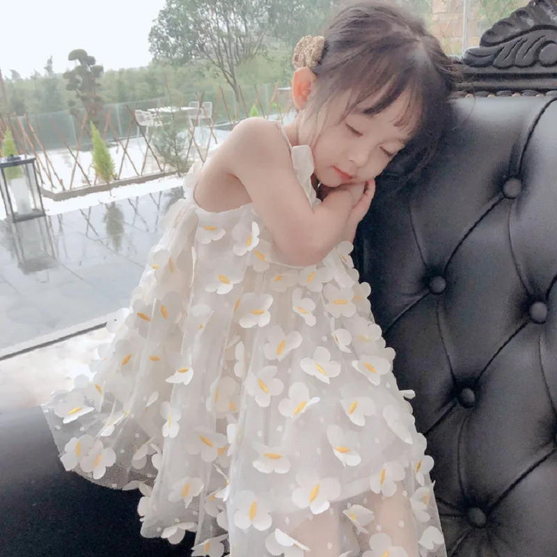 子供のための花の妖精のプリンセスドレス,女の赤ちゃんのための夏服,誕生日パーティー,甘い弓