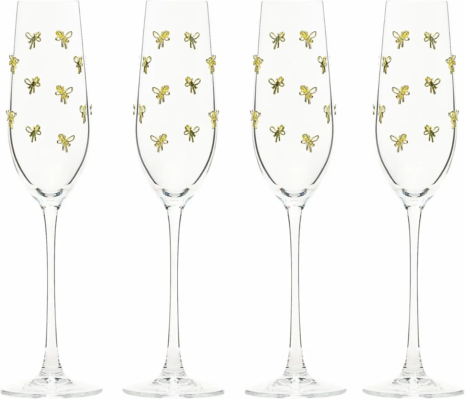 

Gold Bow Glassware, Flute, Set of 4
