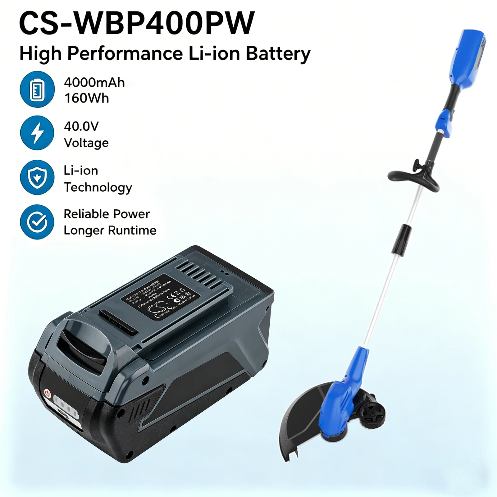 Replacement 40.0V 4000mAh Gardening Tools Battery for Wild Badger 40v 16