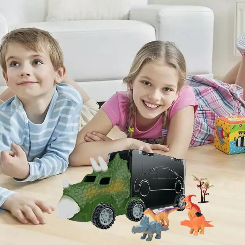 Dinosaur Truck Animal Carrier Truck Educational STEM Toy For Children Kids Girls Boys Birthday Gift