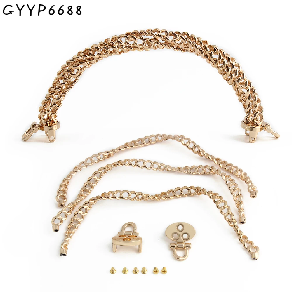 

1/3/5PCS Light gold 14x7cm Metal Bag Handles With Chain For Shoulder Handbag Purses Frame Round Hanging Buckle DIY Accessories