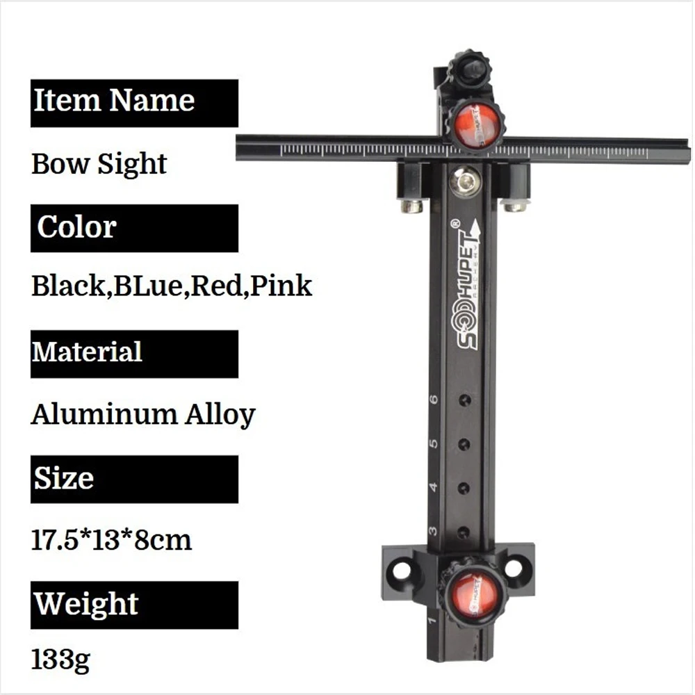 Aluminum Alloy Recurve Bow Sight Color 6inch Right/Left Hand for Archery Target Hunting Shooting Aiming Tool Accessory