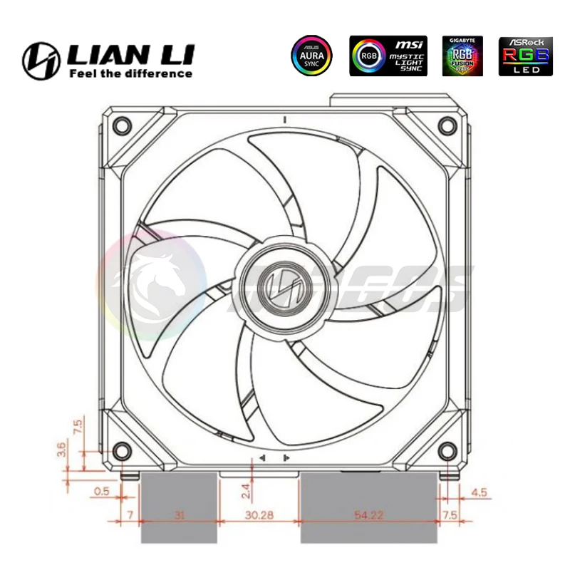 LIAN LI UNI FAN SL140 V1 Modular Daisy Chain/ Cableless Gamer Case Cooler 14cm L-Connect, M/B ARGB SYNC Black/White, 2 Fans Pack