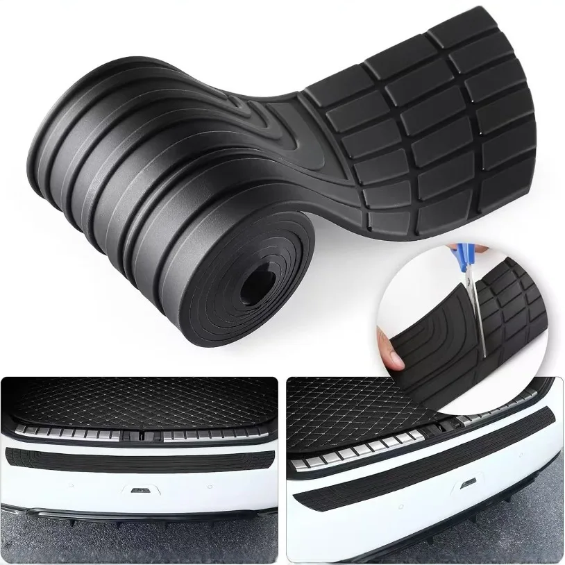 

Universal Rear Bumper Guard & Trunk Sill Protector, PVC Rubber Anti-Scratch Strip for Auto Reinforcement & Decoration