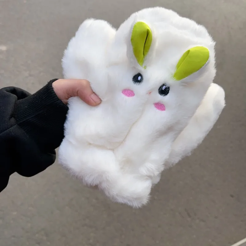 Gloves Women Mitten Style Fleece Lined Warm Winter Student Cute Lamb Neck Strap One Size