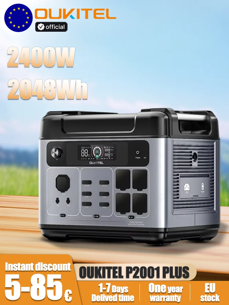 OUKITEL P2001E Plus Tragbares Kraftwerk 2400 W Ausgangsleistung 2048 Wh LiFePO4 Familie Outdoor Camping Backup-Stromversorgung Mobile Stromversorgung
