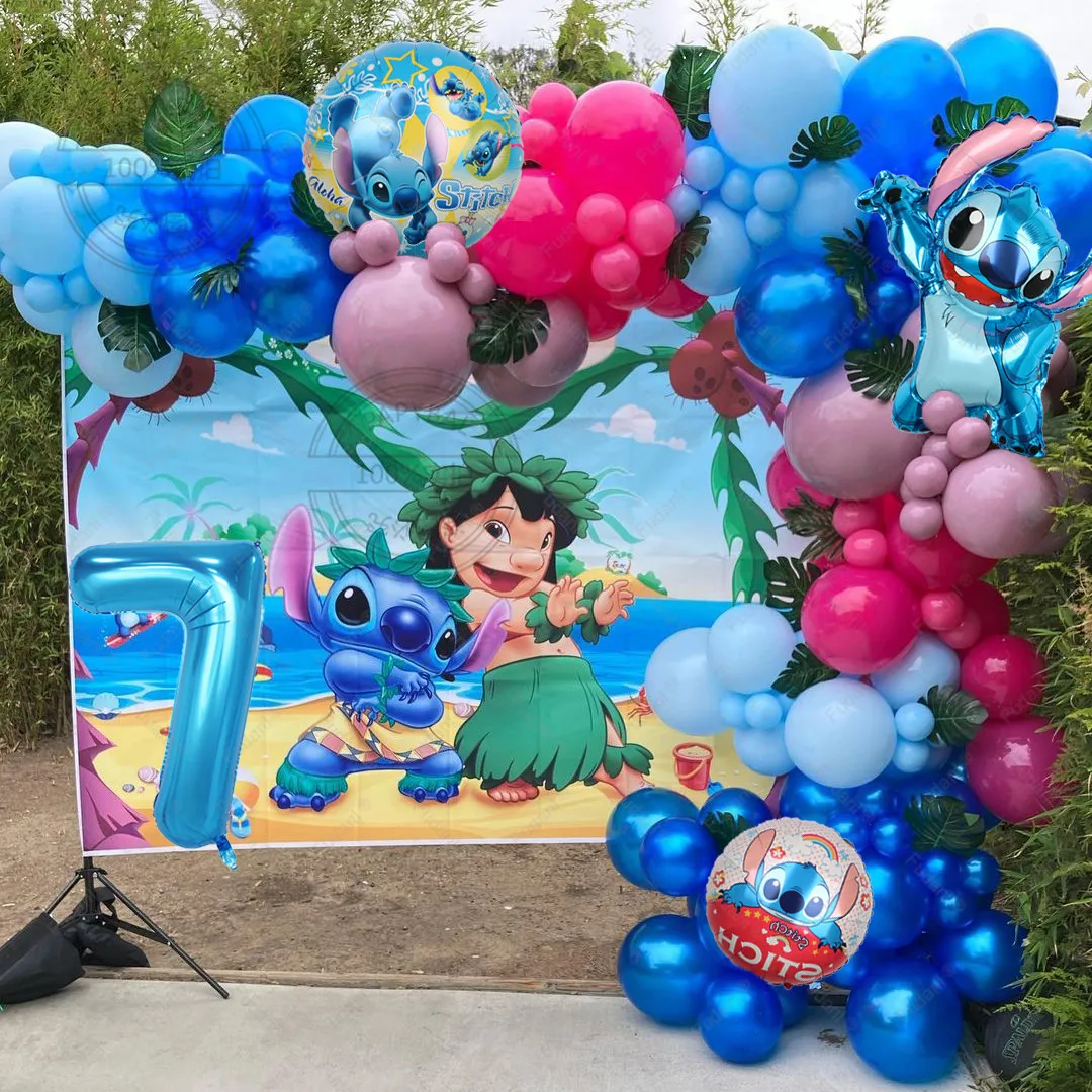 1set Lilo & Stitch Birthday Party Latex Balloons Garland Kit Kids Age 1-9 Party Background Decoration Baby Shower Balloon Globos