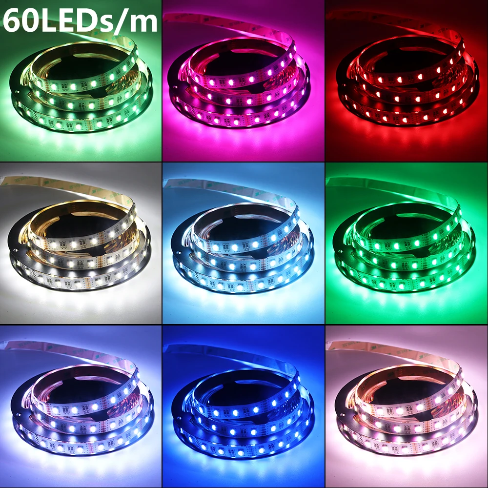 RGBWW RGBW LED Strip 12V 24V 60/108/120LEDs/m Waterproof IP21/65/IP67 Flexible 5050 LED Tape Ribbon For Room Decoration