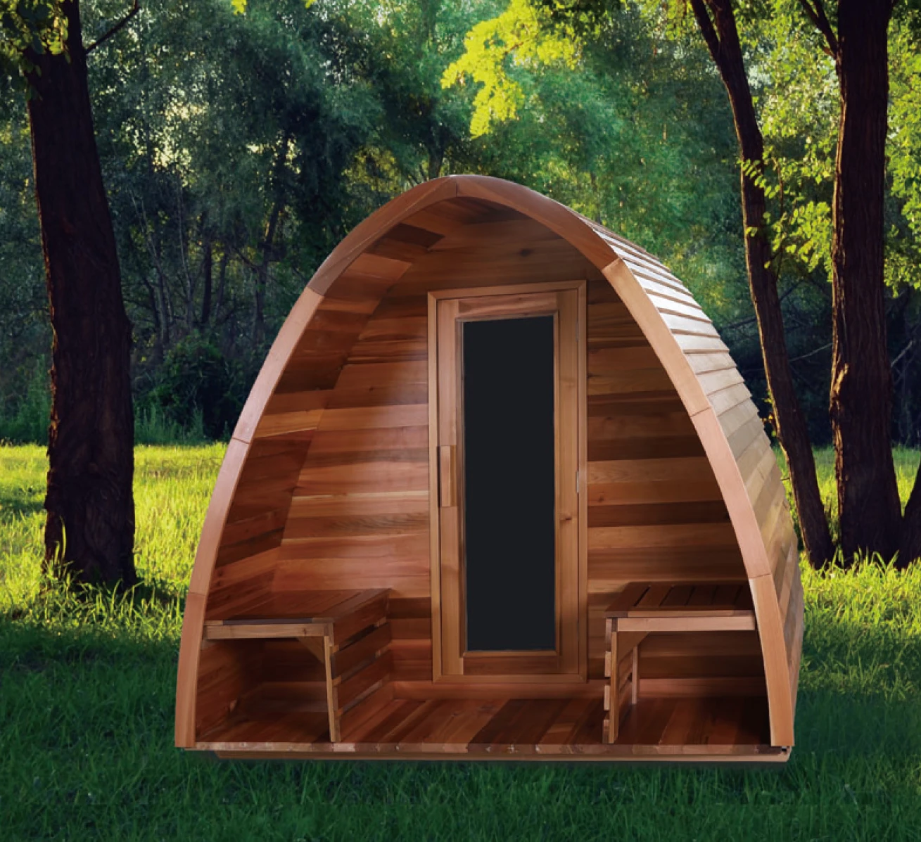 Commercial 3-4 person Canadian Sequoia traditional luxury sauna unique country style outdoor wet and dry steam sauna