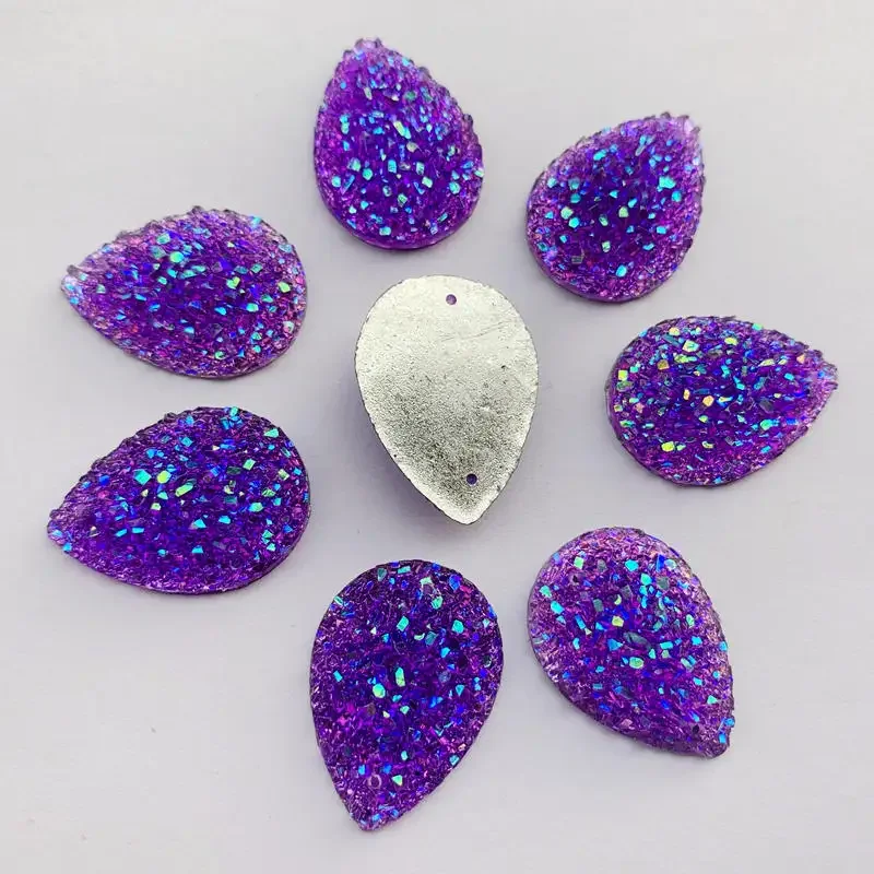 15pcs 18*25mm Bling AB Colors Convex Mineral Surface Crystal Resin Rhinestone Flatback Cabochon Stone Wedding Decoration