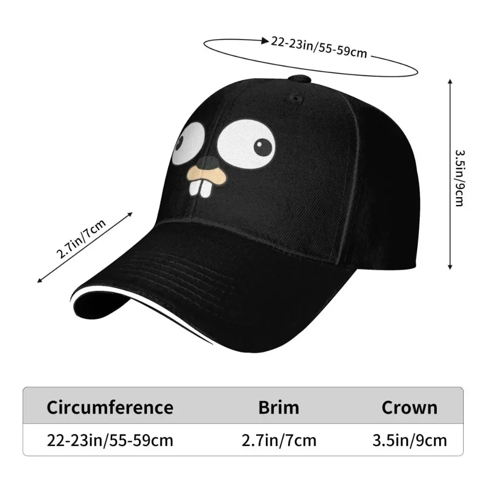 Golang Gopher Go Face Baseball Caps Aktivitäten Snapback Hut Männer Frauen Hüte
