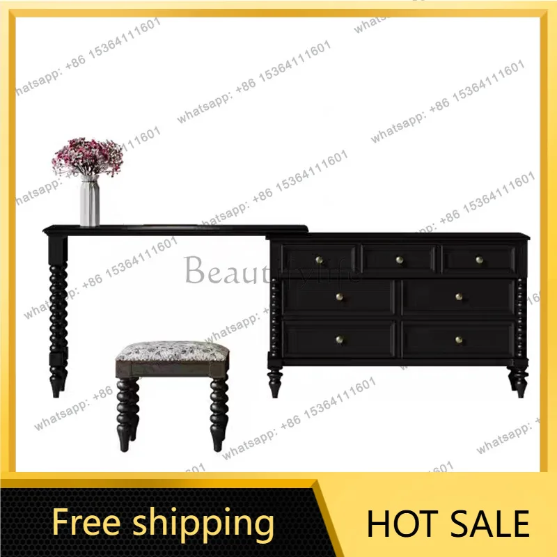 Zj. French retro solid wood dresser villa antique storage seven chest