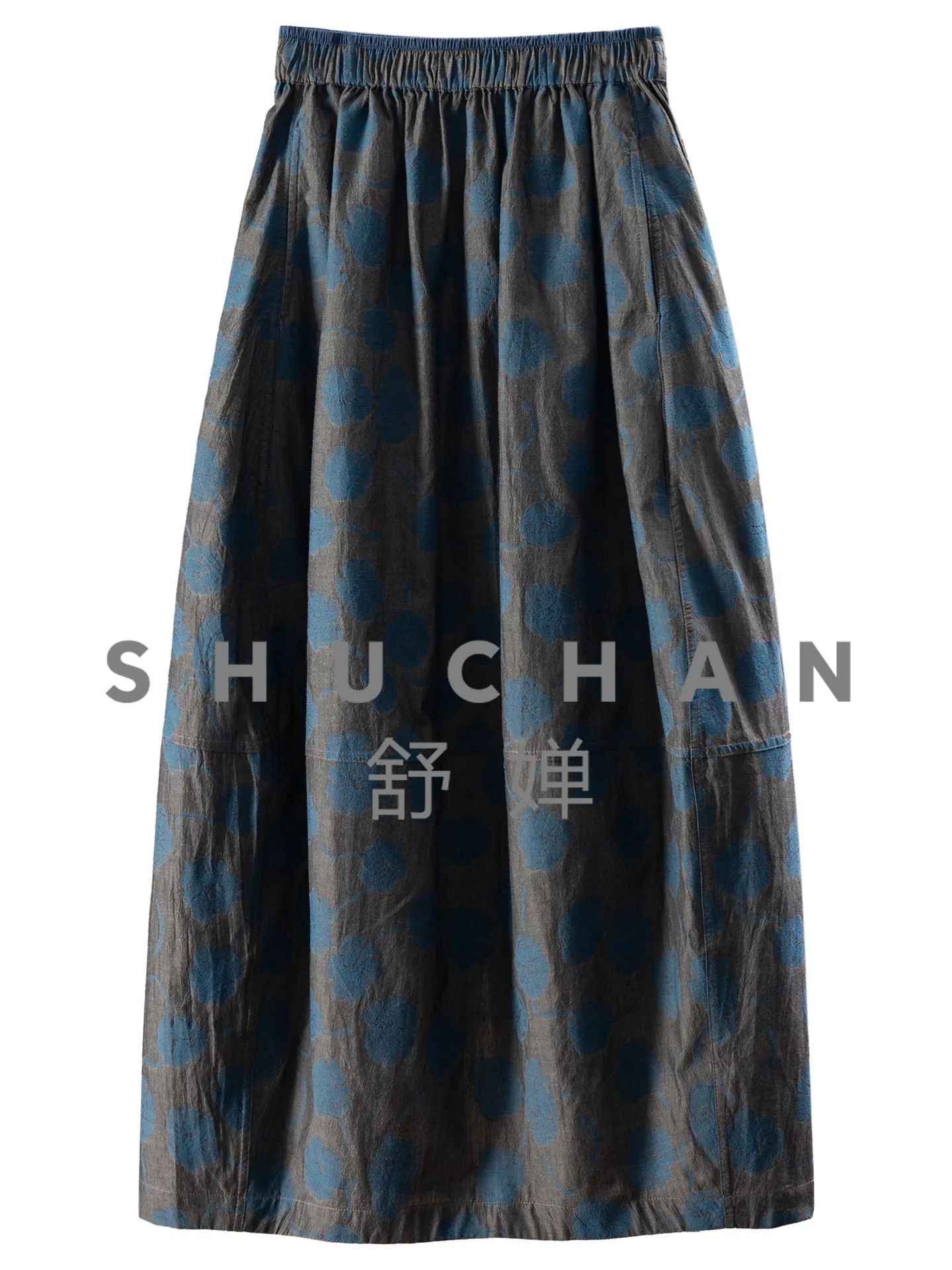 

High Cold Blue Woven Jacquard High Waist Cotton Bud Skirt Female 09M4 Long Skirts for Women Faldas Mujer Moda 2026