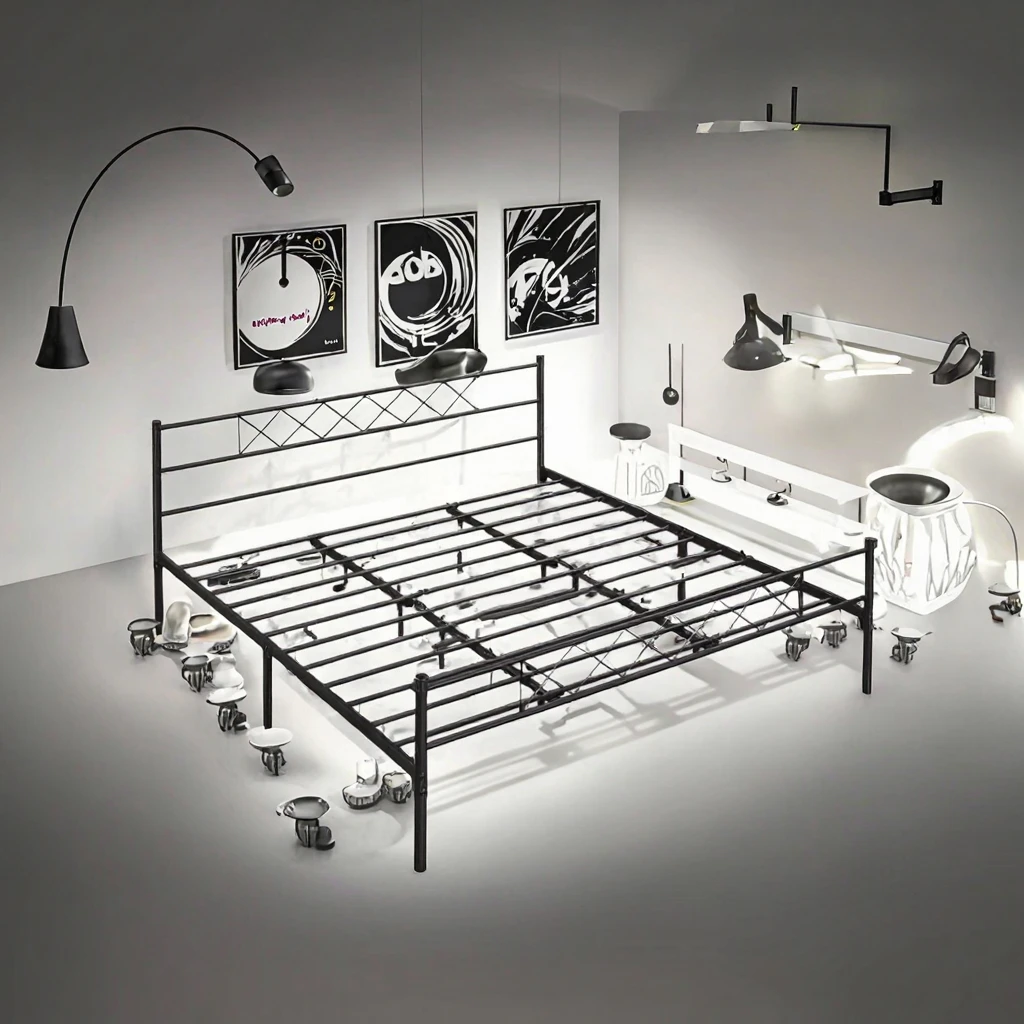 Modern Double Metal Steel Bed Portable Home Furniture for Apartment School & Bedroom General Use Hotel Frame