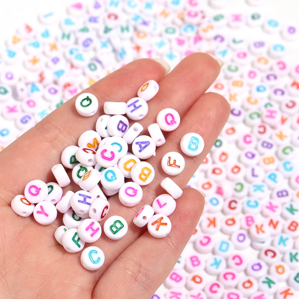 100Pcs/lot Flat Round Letter Beads For Bracelets Making A-Z Alphabet Acrylic Loose Spacer Charm Bead Diy Earring Necklace