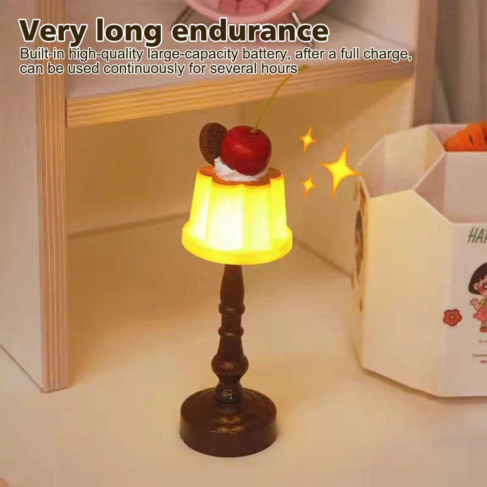 かわいいプリンナイトライトLEDデスクランプ電池式デスクベッドサイド寝室バールーム装飾雰囲気睡眠ライト子供ギフト