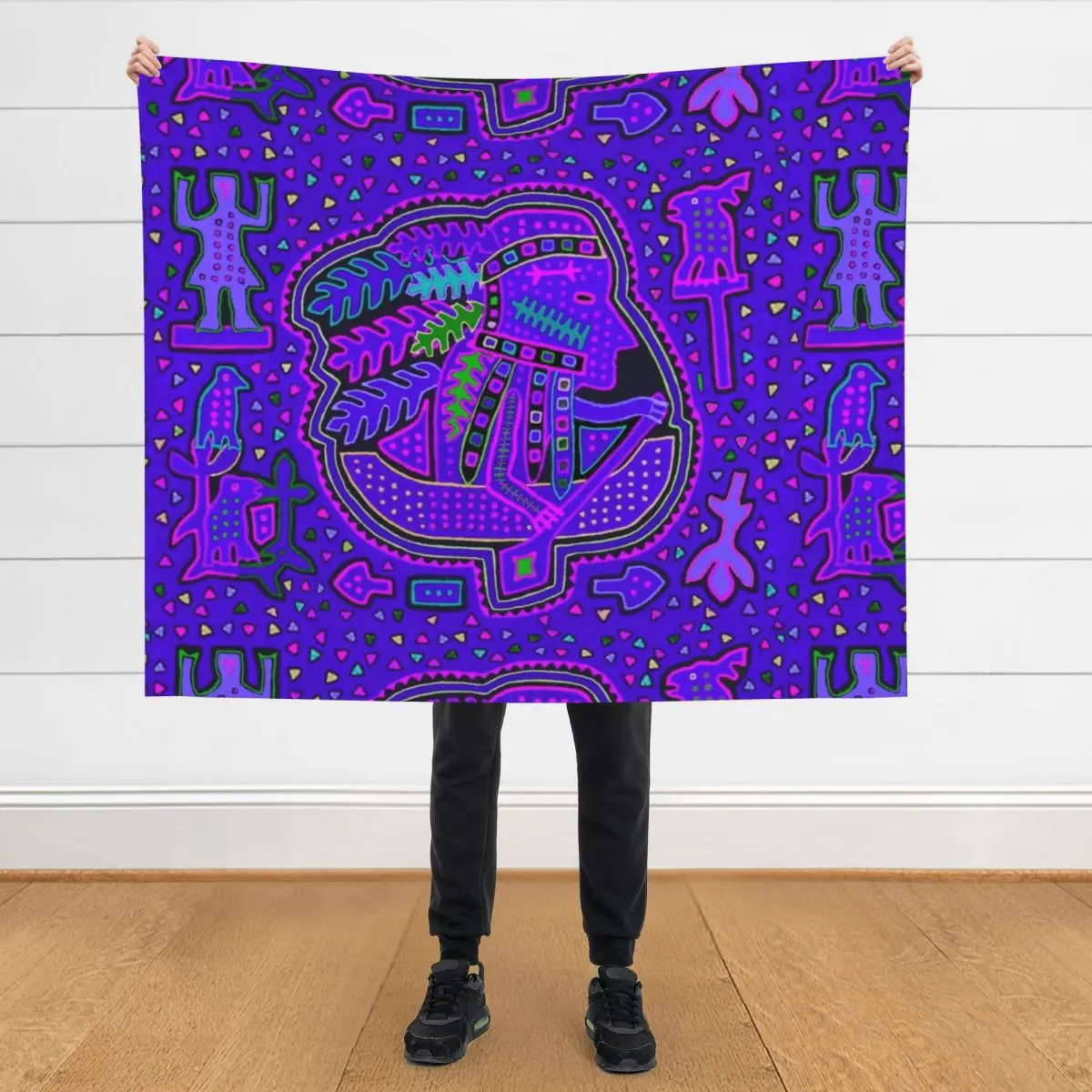 

Kuna Indian Paddling Canoe - Blue Throw Blanket Thermals For Travel Heavy cosplay anime Blankets