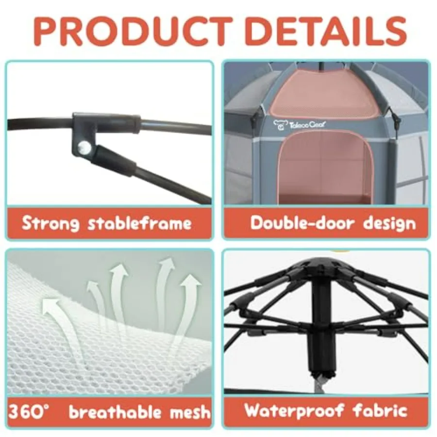 Box per bambini con baldacchino, cortile da gioco portatile pop-up istantaneo con tappetino per neonati, per neonati, leggero, pieghevole, per interni ed esterni