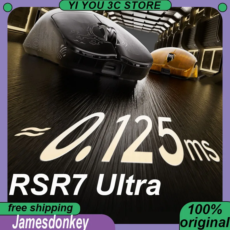 Jamesdonkey RSR7 Ultra Lightweight Mouse Carbon Fiber Wireless Tri-mode PAW3950 8K 0.125ms Low Delay PC Gaming Mice RSR7S