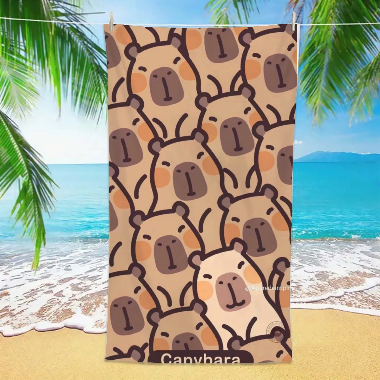 1PC Cute Capybara Beach Towel Cartoon Animal Microfiber Quick Dry Absorbent Soft Towel for Beach Pool Travel Kids Women Summer