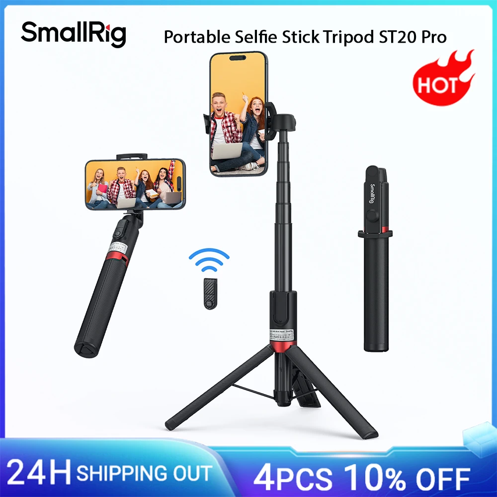 

SmallRig Portable Selfie Stick Tripod ST20 Pro with Wireless Remote Control for iPhone for Smartphone Foldable -3636B