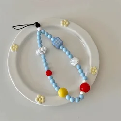 Blue Cloud Phone Chain Beaded Cute CCD Camera Chain Small AND Fresh Anti Loss Rope Hanging Decoration