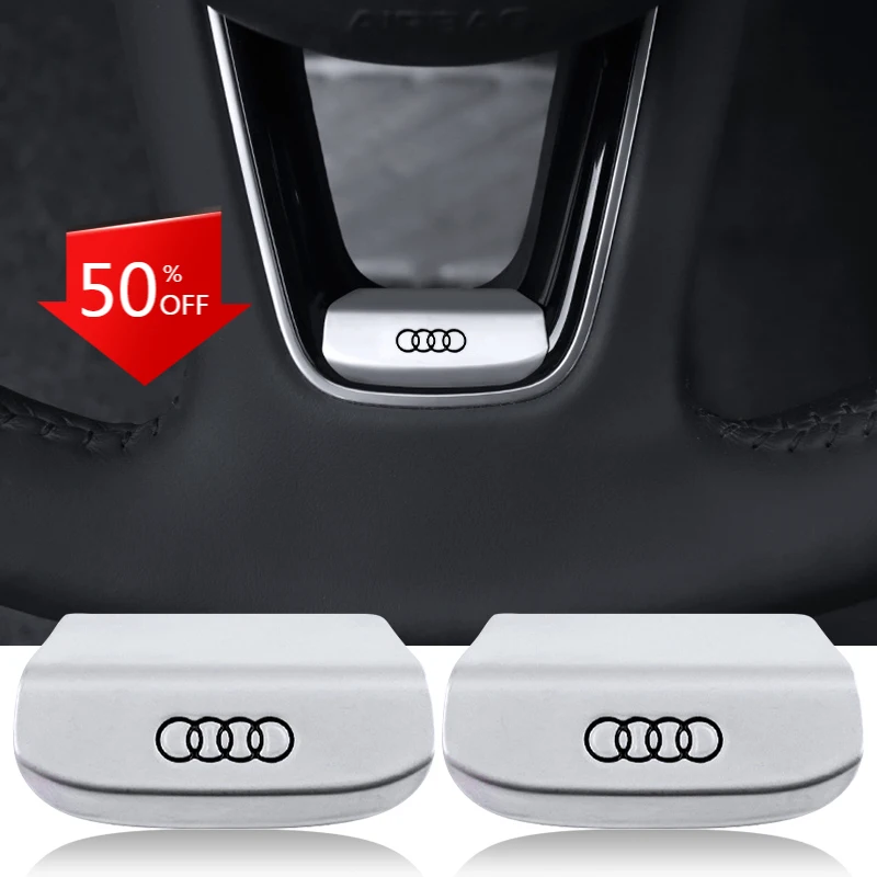 3D Metal Badge Car Steering Wheel Emblem Sticker Car Accessories For Audi A4 A3 A5 A6 A7 A8 Q3 Q5 Q7 Q8 B5 B6 B7 B8 B9 Q7 8P 8V