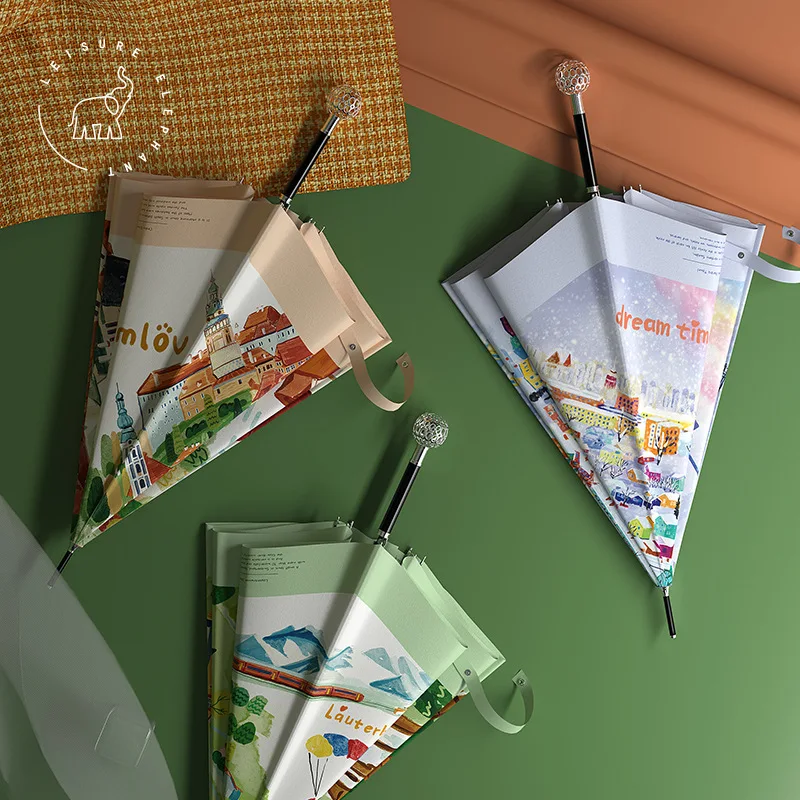 

Xianxiang Высококачественный креативный зонт от дождя из цинкового сплава, прямой шест, длинный зонт с иллюстрацией, подарок для девочек и взрослых