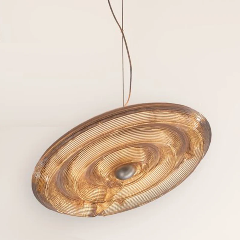 New restaurant chandelier designer creative glass art ripple simple flying saucer sales model room cafe light