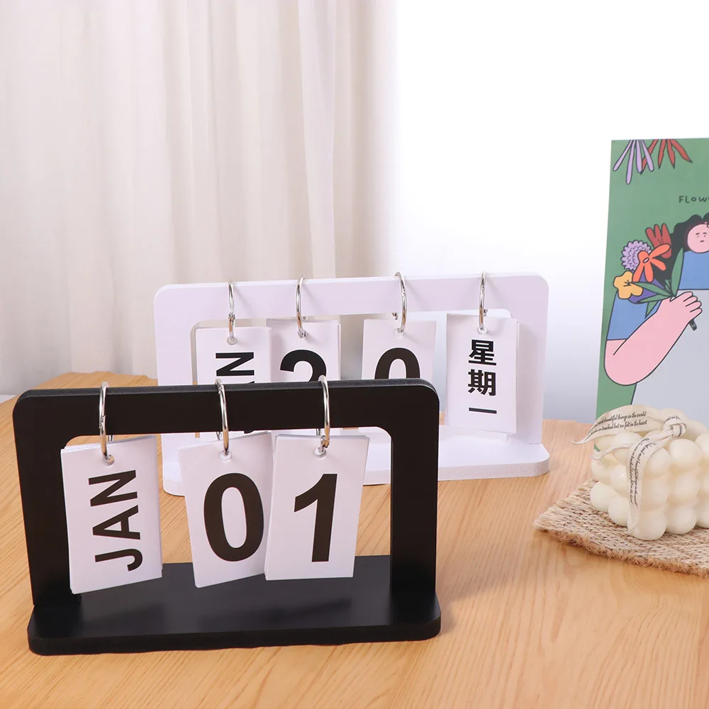 

Photography Props INS Wooden Calendar Nordic Style Durable Perpetual Calendar Creative Solid Desktop Schedule Home