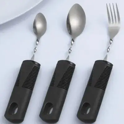 

PRETYZOOM Adaptive Utensils 3pcs Adjustable Cutlery Set Easy Grip Bendable Handles Weighted for Elderly and Arthritis