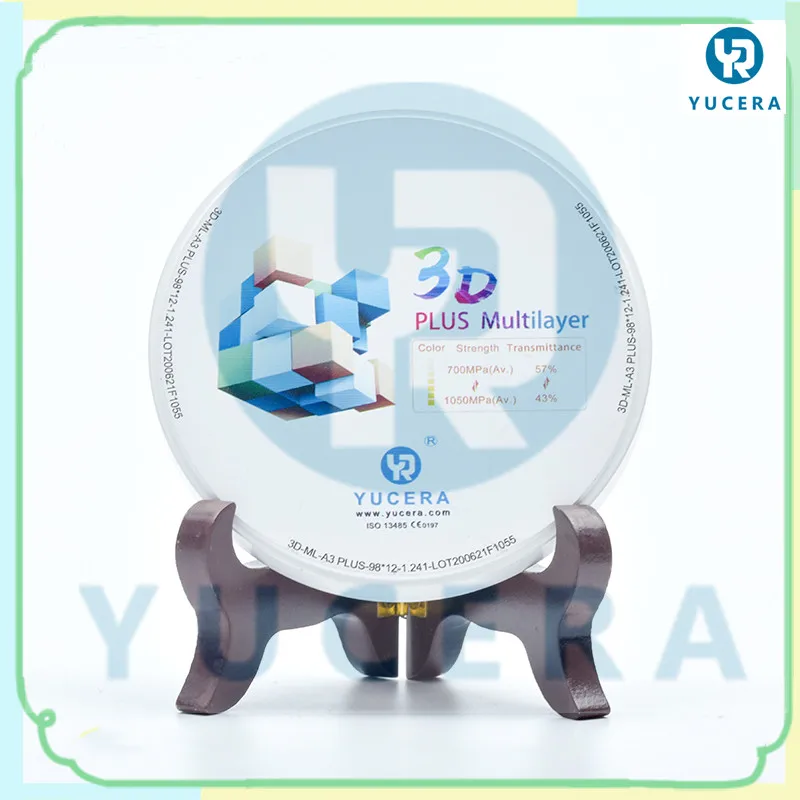 Yucera 3D Plus, bloc de zircone Multicapa Cad Cam, produit dentaire, disques de zircone pour pont de couronne